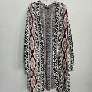 Bua Bua Multicolored Aztec Pattern Women's Long Sleeves Cardigan Sweater Size M